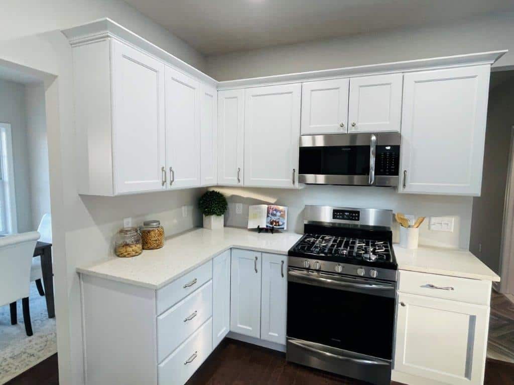 White cabinets in kitchen