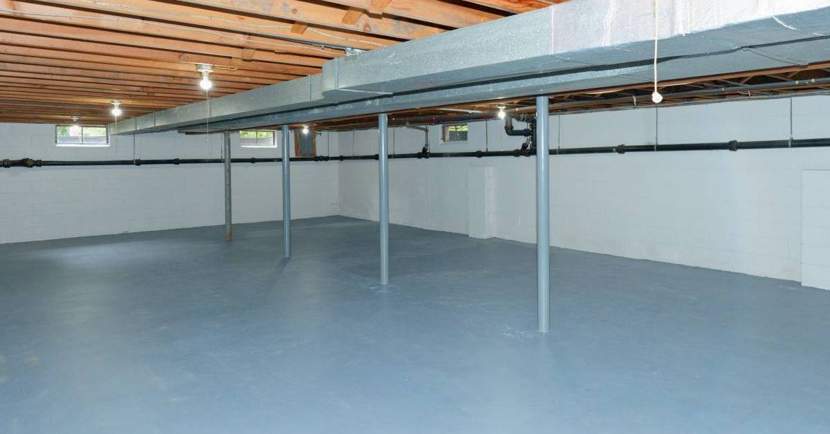 concrete floor of basement